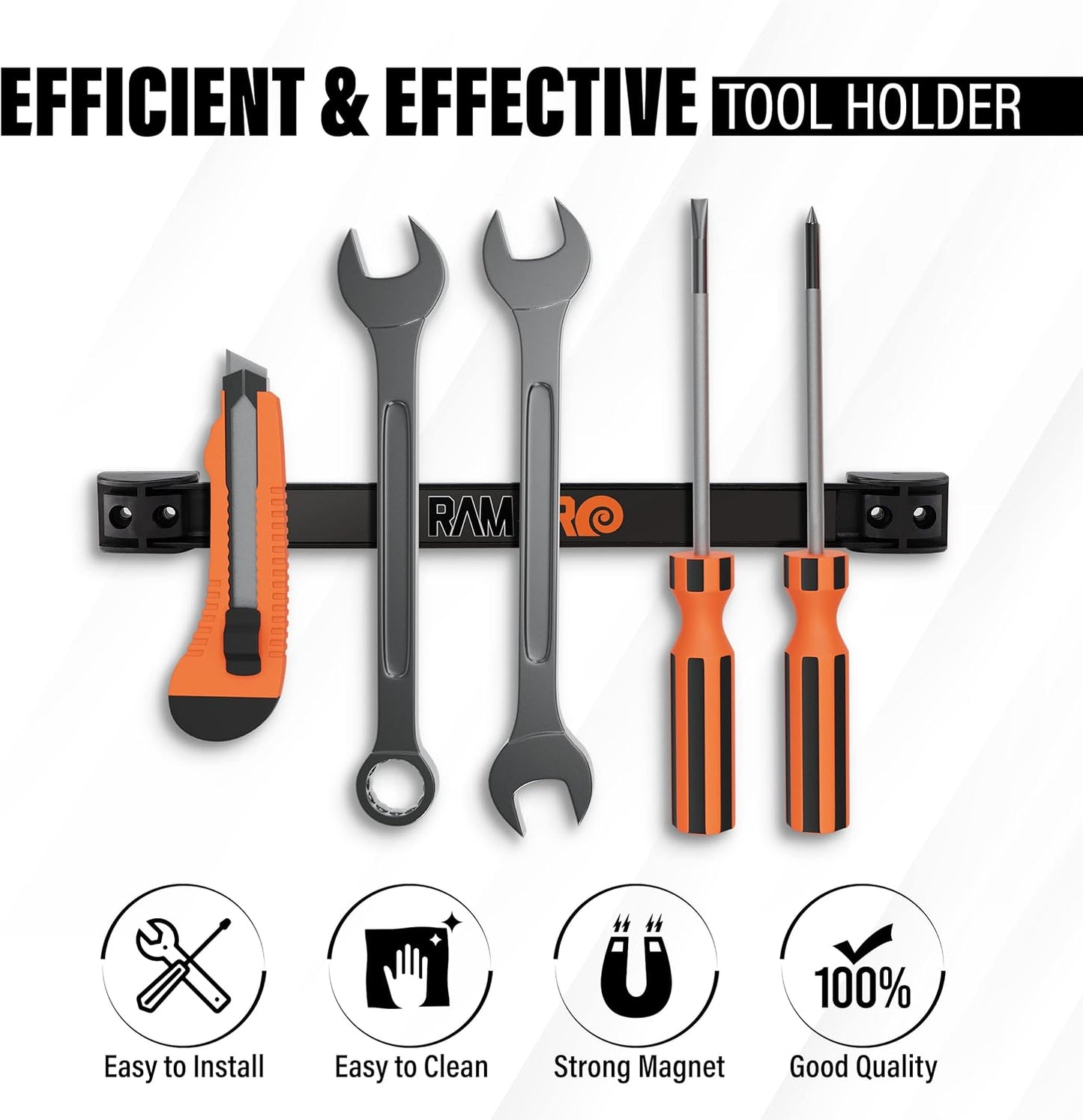 12" Magnetic Tool Holder Strip - A Tool Magnet Bar for Garage Organization, Shop Organization, and Workbench Accessories, Best Father's Day Gift, Easy To Install in Workshop, Mounting Screws Included.