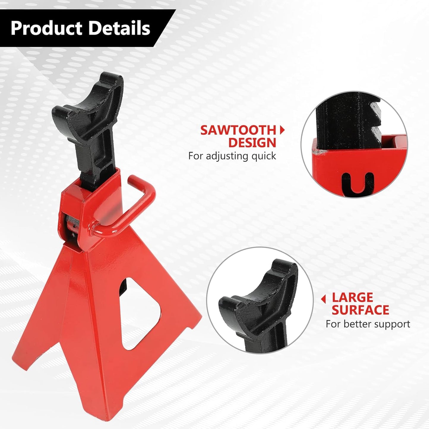 6 Ton (12,000 LBS) Automotive Jack Stands, Heavy Duty Steel Car Lifting Stand for Garages, Repair Shops, Adjustable Height 14.6"- 24", Red, 1 Pair