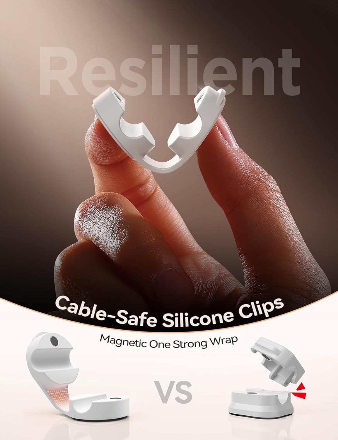 8-Pack Cord Organizer Silicone Magnetic Cable Clips [8 mm Wider Cable Accessible] Desk Wire Management, FLYLEAD Desktop Cord Holder for Nightstand, Office Workspaces Desk Organization Home Accessories