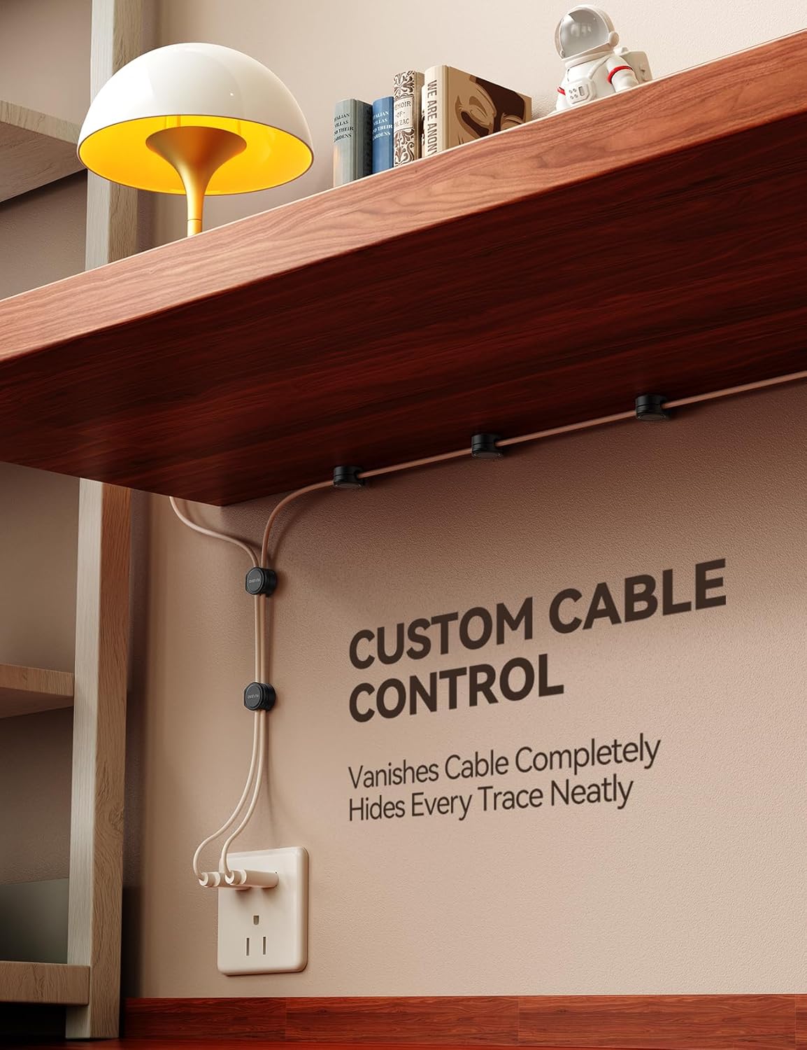 8-Pack Silicone Cord Organizer Magnetic Cable Clips, Adhesive Cable Management Under Desk Wire Hider, FLYLEAD Desktop Cable Organizer for Phone, Office Workspaces Desk Organization Home Accessories