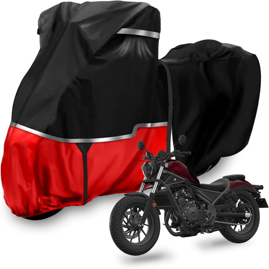 420D Motorcycle Cover Suitable for Honda Cruiser Rebel 300 500 1100 and Shadow 750/ Vtx 1300 /Fury Waterproof Motorcycle Cover Easy to Clean Tear-Resistant Suitable for Outdoor Protection