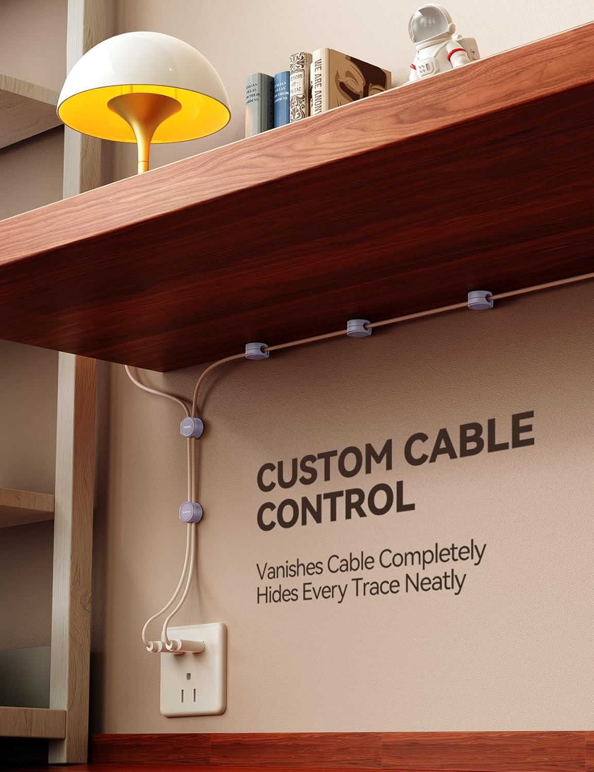 8-Pack Silicone Cord Organizer Magnetic Cable Clips, Adhesive Cable Management Under Desk Wire Hider, FLYLEAD Desktop Cable Organizer for Phone, Office Workspaces Desk Organization Home Accessories