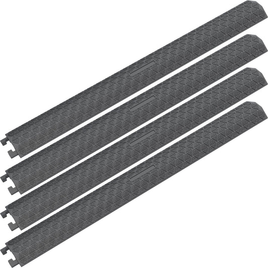 4 Pack 40" inch Drop Over Cable Cover, 4 Pieces Prevent Tripping Rubber Floor Cord Protector, Interlocking Cable Cover, Drop Track Cable Ramp for Home, Office, Store, Warehouse (Slim - 4Pack)