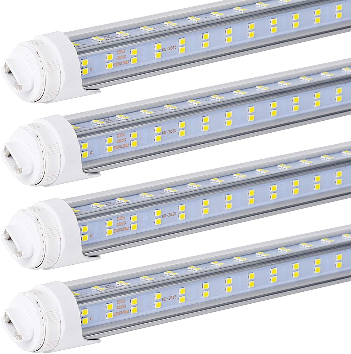20-Pack 8FT R17D LED Light Bulbs - 144W 18800LM, 6000K Cool White Clear,96" HO T8 T10 T12 LED Tube Light Replacement for Fluorescent, Double Sided Four Row 768pcs V Shape, Ballast Bypas