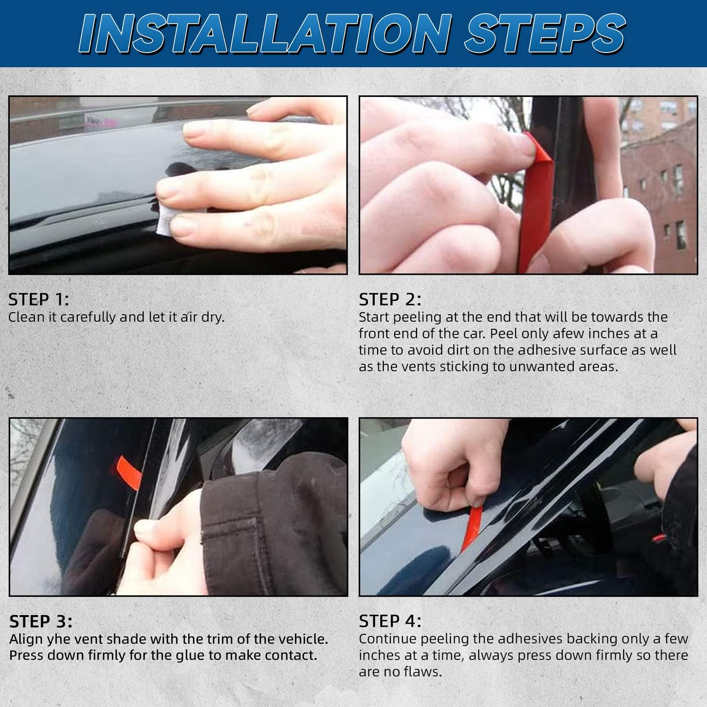 2pcs Front Smoke Tint Sun/Rain Guard Outside Mount Tape-On Vent Window Visors Compatible with 94-01 Integra 2-Door Coupe/Hatchback DC2