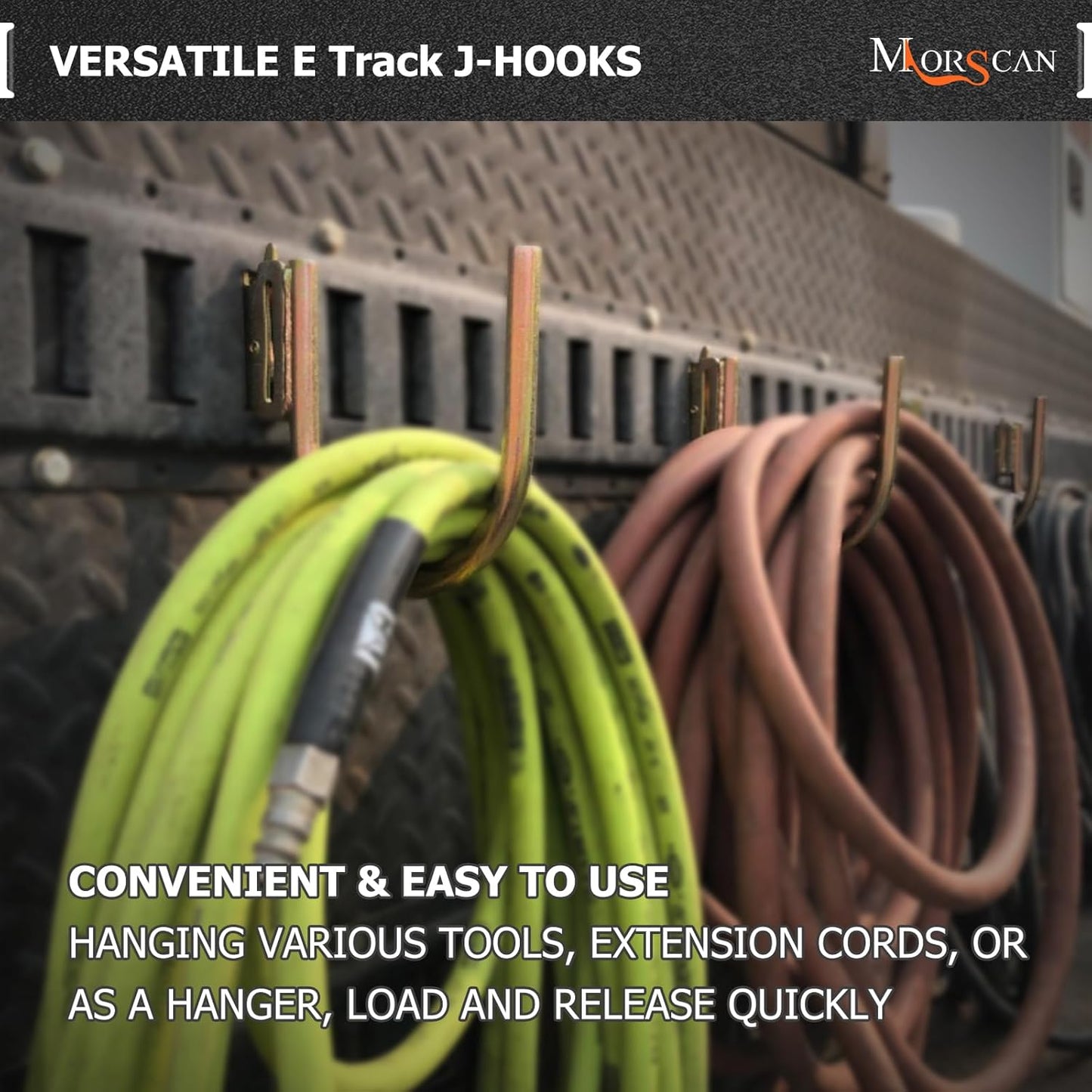 4 Pack 4" E Track J Hooks Heavy Duty Galvanized Steel E-Track Tie Down Accessories for Box Truck, Enclosed Trailer, Garage, Vans, Warehouse, Workshop