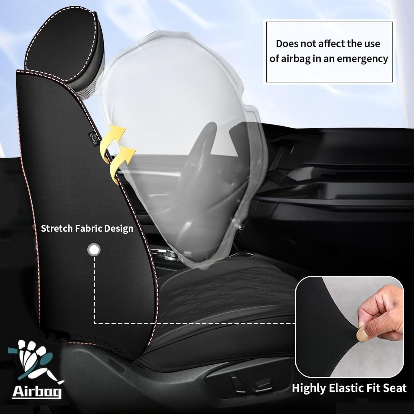 2 Front Car Seat Cover Fit for Toyota Camry 2012-2025 Faux Leather for Camry Seat Covers Waterproof Auto Seat Cushion Protector Compatible Airbag (2 Seats,Black)