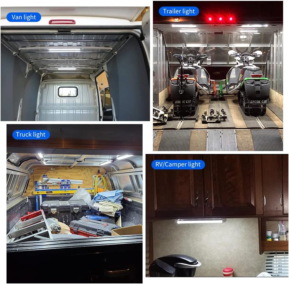 12V LED Interior Light Bar | 120LEDs 1800LM 8W DC 12 Volt led Strip Lights with ON/Off Switch RV Led Lights Interior for Camper Truck Van RV Trailer Cargo Lights Fixture Motorhome (4Pack)