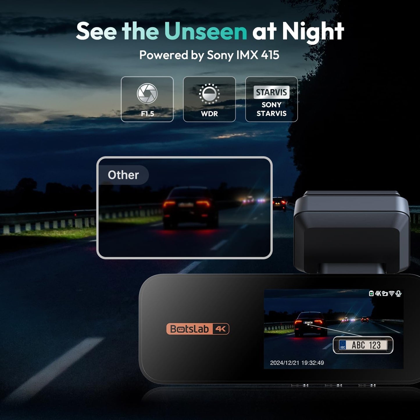 4K+2K Dual Dash Cam Front and Rear, Dashcam with Voice Control, STARVIS, ADAS Driver Alerts, Starry Night Vision, 24/7 Parking Monitor, 5.8GHz WiFi & GPS, Free 64GB Card, Loop Recording