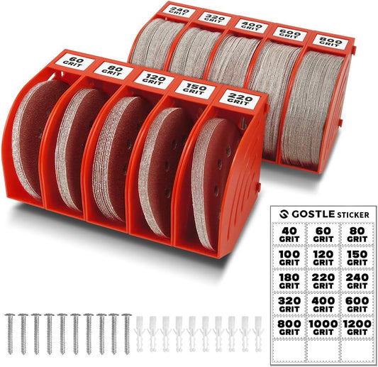 5 Inch Professional Sanding Discs Storage Bins - 10 Bins Set for Efficient Organization, Offset Snap-On Connection, Grit Classification, Space-Saving Design and Versatile Application, Red