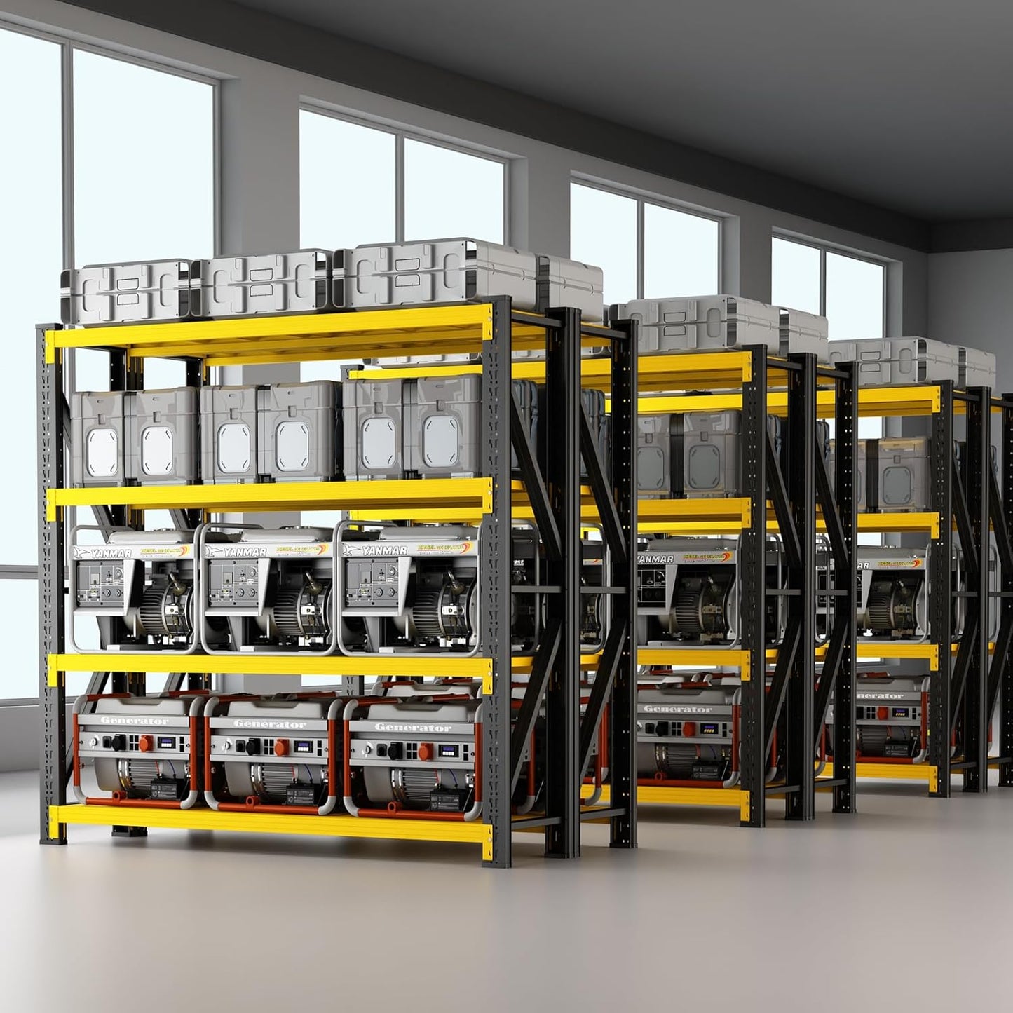 3000LBS Heavy Duty Storage Shelves,78''H Metal Garage Shelving, 4-Tier Adjustable Garage Organization Shelving Units, Industrial Shelving for Warehouse,Workshop- Black & Yellow