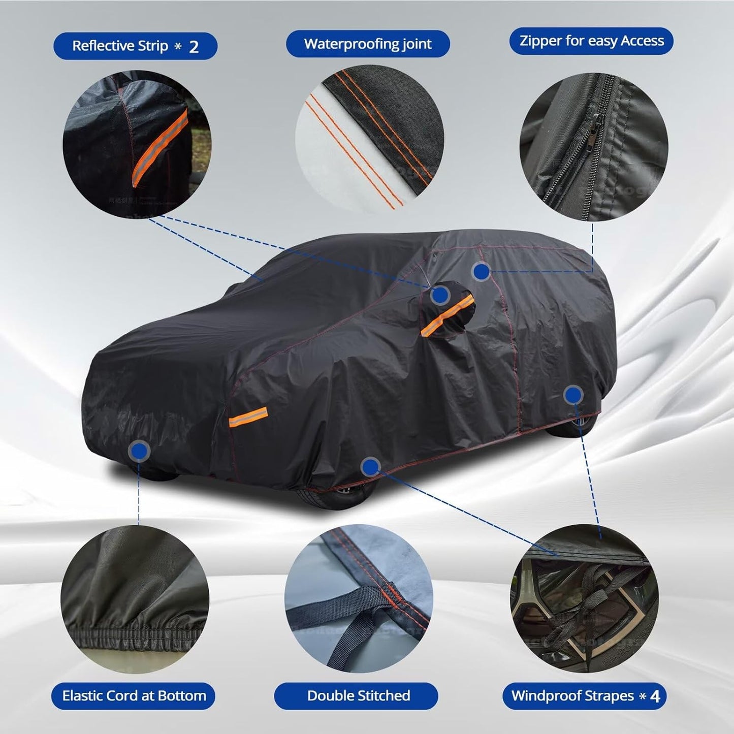 6 Layer Heavy Duty SUV Car Cover Waterproof All Weather Protection with Cotton Liner, Universal Fit Nissan Kicks, Subaru Crosstrek, Jeep Compass Liberty, Kia Soul Sportage