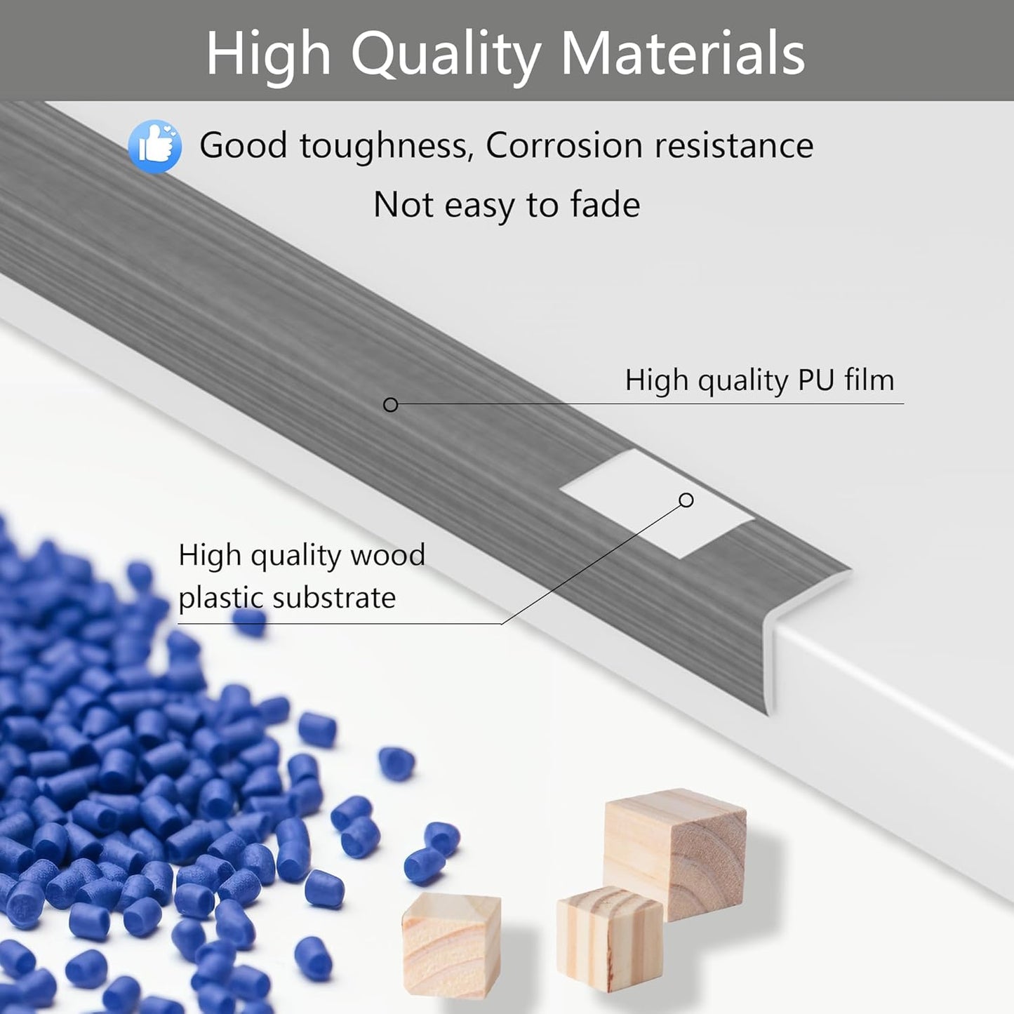 6 Pcs 49" Wall Corner Protector Trim, Gray Wood Grain Edge Strip for Door and Window Frames Mirror Trim Backsplash Tile Edge (Gray)