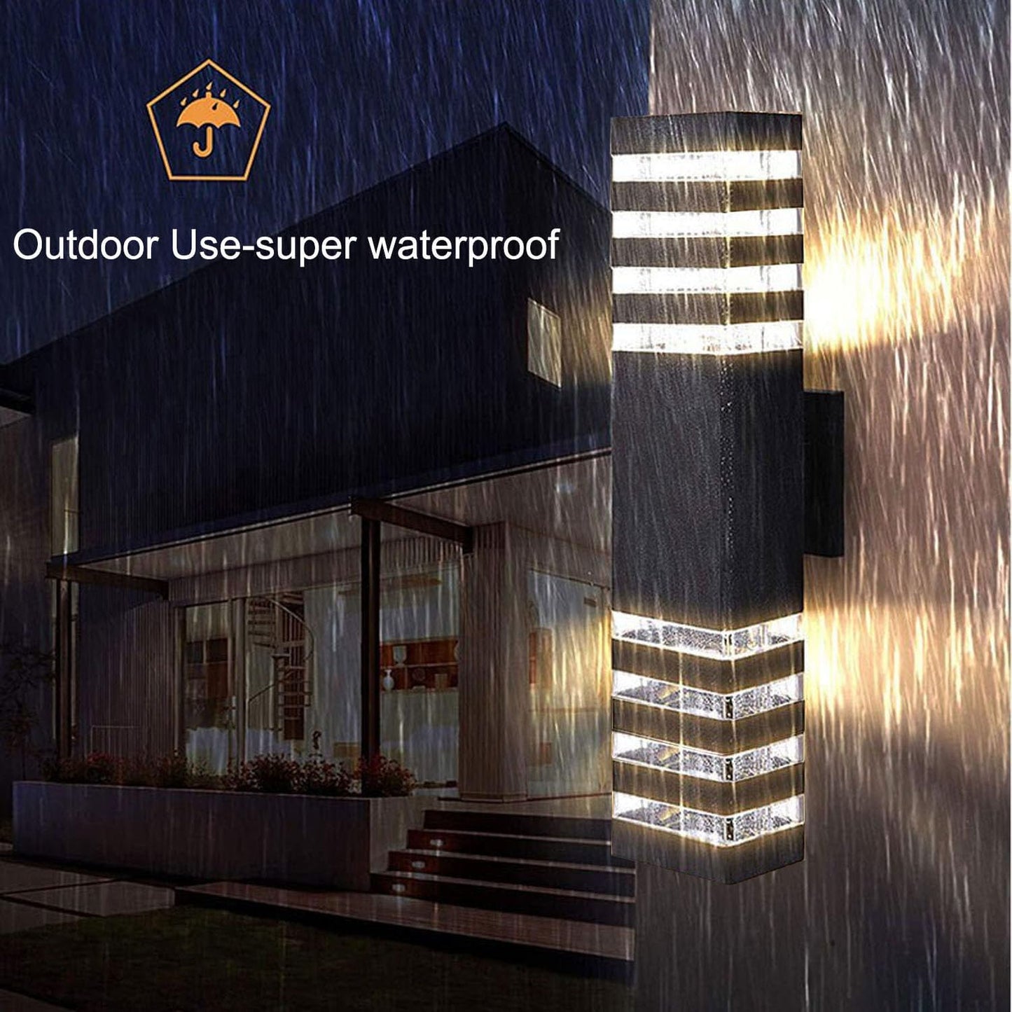 18inch LED Square Up & Down Wall Lights,24W Outdoor Wall Light 4000K Day White Aluminum Body Waterproof IP65 LED Exterior Light Fixtures Wall Mount for House Patio Garage Garden. (6 Pack)