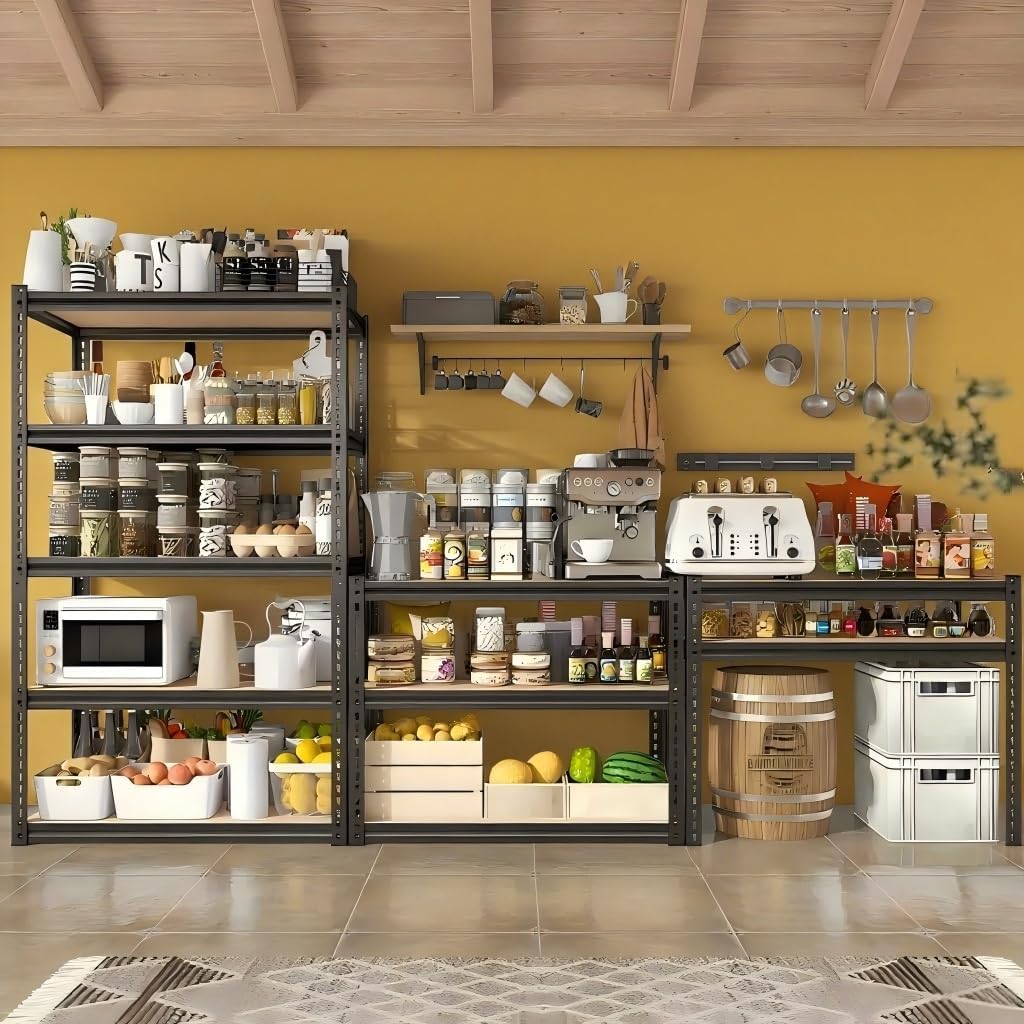 2000LBS Storage Shelves 5 Tier Garage Shelving Heavy Duty, Adjustable Metal Shelving Unit, Garage Shelves for Basement, Warehouse, Pantry, 72" H x 35.8" W x 15.8" D, Black