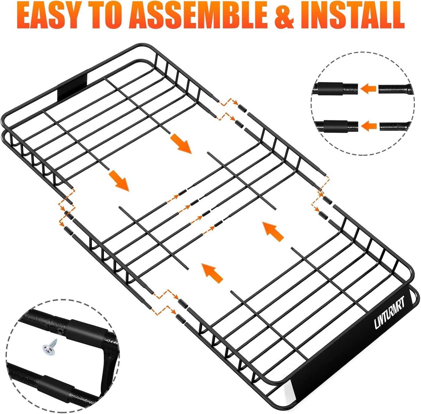 64 x 39 Inch Universal 300LB Heavy Duty Roof Rack Cargo with Cargo Net, Car Top Luggage Holder Carrier Basket for SUV,Truck or RV Camping Storage Steel Construction