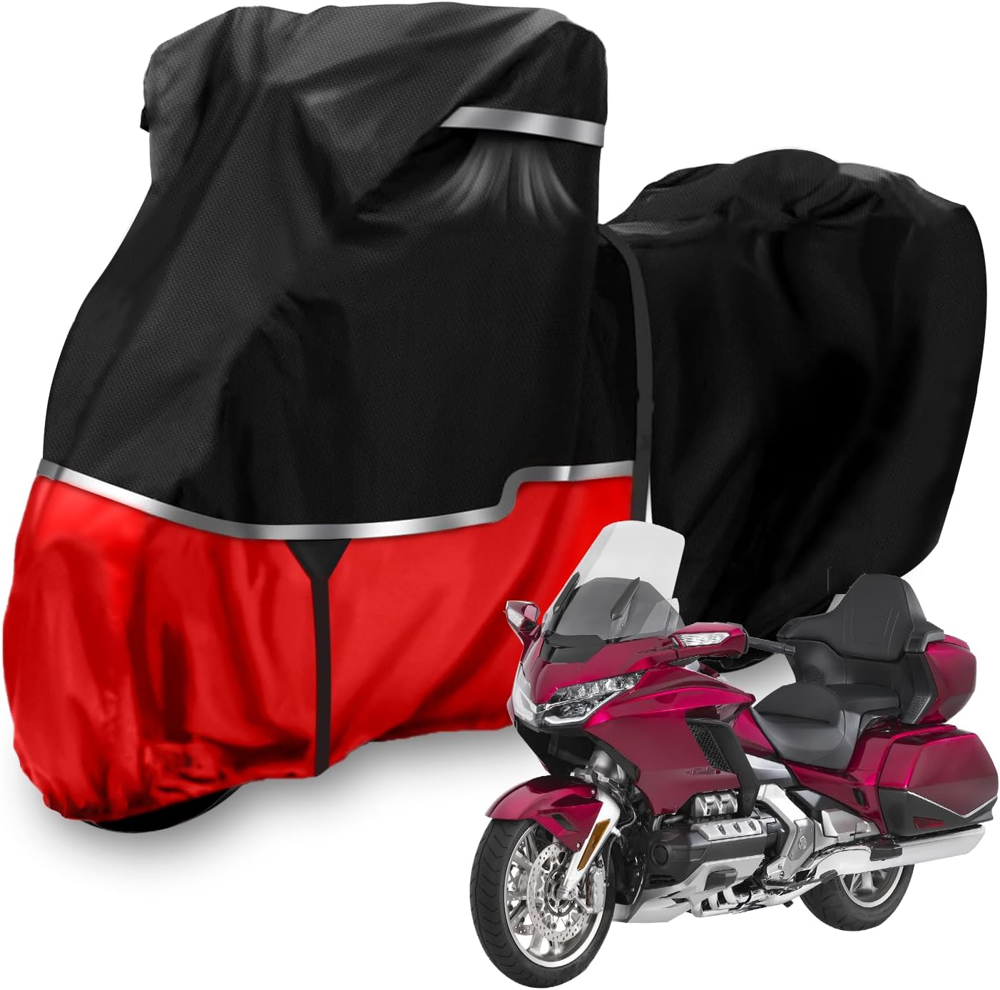 420D Motorcycle Cover Suitable for Honda GL1500, GL1800, Valkyrie Interstate, Oxford Cloth Waterproof Motorcycle Cover Easy to Clean Tear-Resistant All Weather Protection for Outdoor Protection