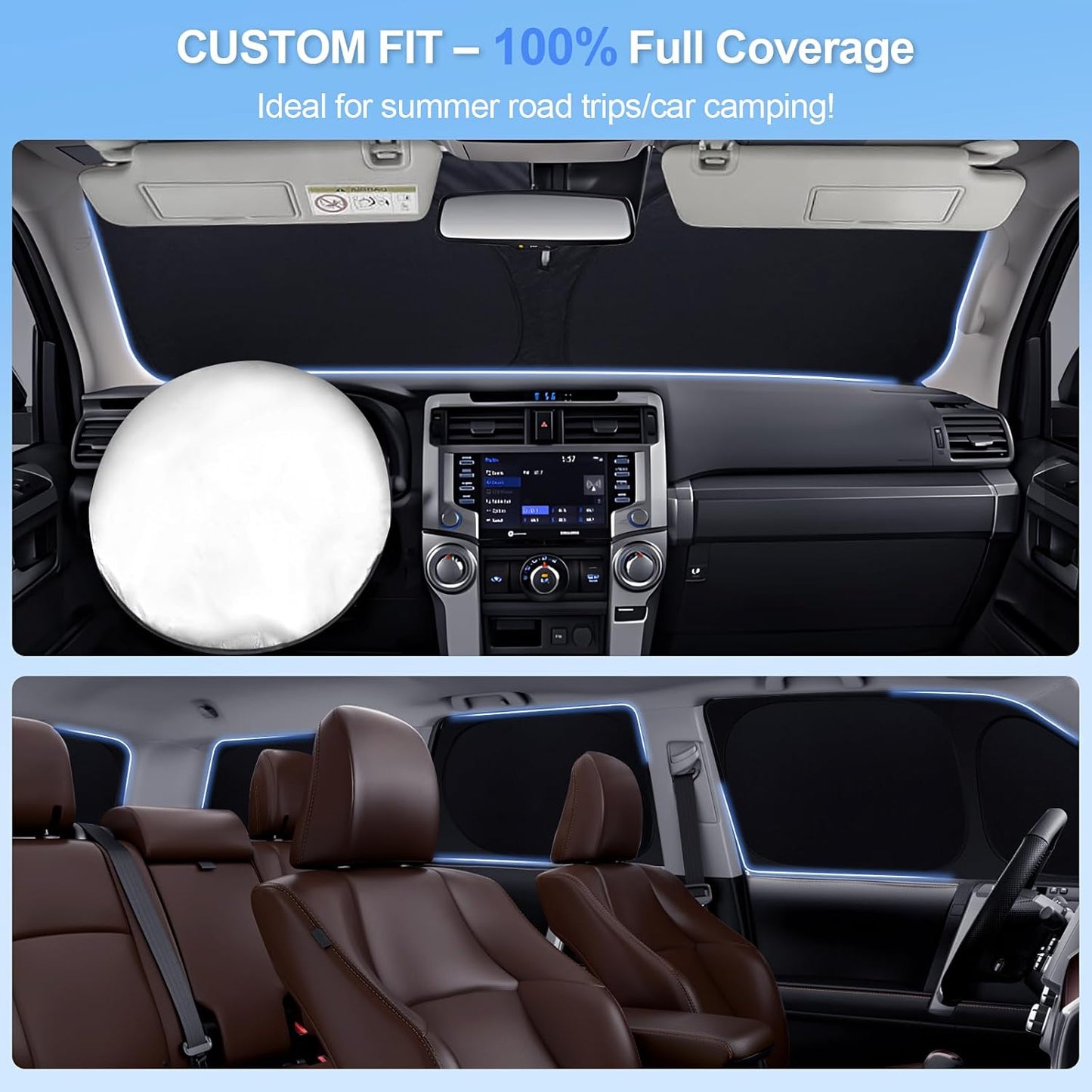 6pcs Car Window Shades for Nissan Sentra 2020-2025 Accessories,Windshield Side Rear Full Sunshade,Sun Visor UV Blocking, Privacy Protection and Blackout for Camping Outdoor