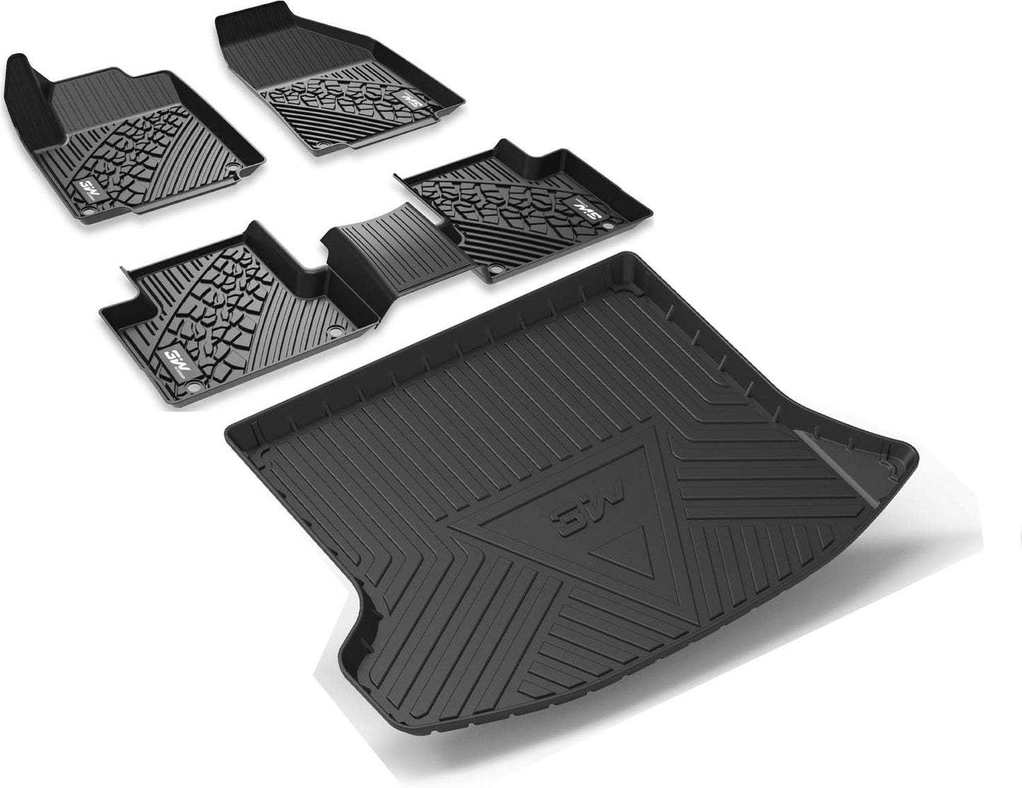 3W Floor Mats&Cargo Liner Fit for Jeep Cherokee 2015-2023, All Weather Custom Fit Trunk Liner for Jeep Cherokee, Heavy Duty Trunk Mat Behind 2rd Row Black(NOT for Grand Cherokee)
