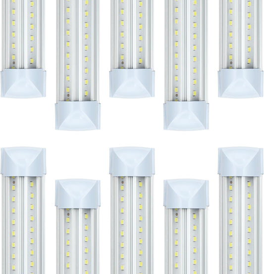 10 Pack 8FT T8 LED Shop Lights, 100W Integrated Tube Light, 19200LM 6000-6500K Daylight, Linkable Lighting, Plug & Play Energy-Saving Commercial Bay Lighting Garage Warehouse Basement (V2)