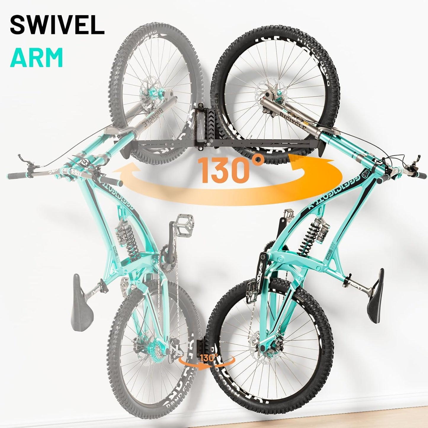 3-Pack Swivel Bike Rack Wall Mount, Bike Hangers for Garage, Space-Saving Vertical Bike Holder, Holds up to 77 lbs, Bicycle Wall Hanger Storage, No Heavy Lifting Required Indoor Hanging Bike Rack