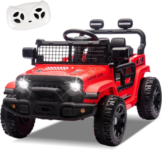 24V Ride on Toys with Parents Control, Ride on TruckCar with Four-Wheel Suspension, Electric Vehicles for Kids, PowerDisplay, Bluetooth, MP3, Music, LED Headlight, 1.86-3.11MPH (Red)