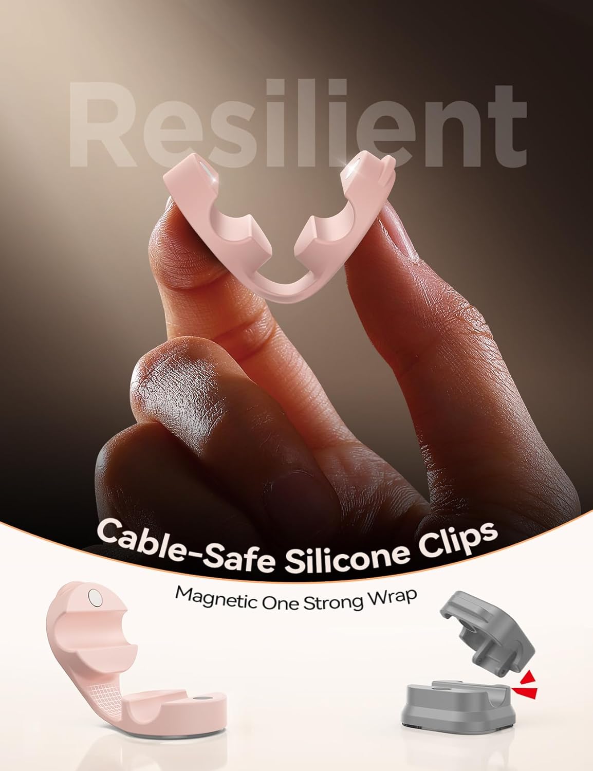 8-Pack Cord Organizer Silicone Magnetic Cable Clips [8 mm Wider Cable Accessible] Desk Wire Management, FLYLEAD Desktop Cord Holder for Nightstand, Office Workspaces Desk Organization Home Accessories