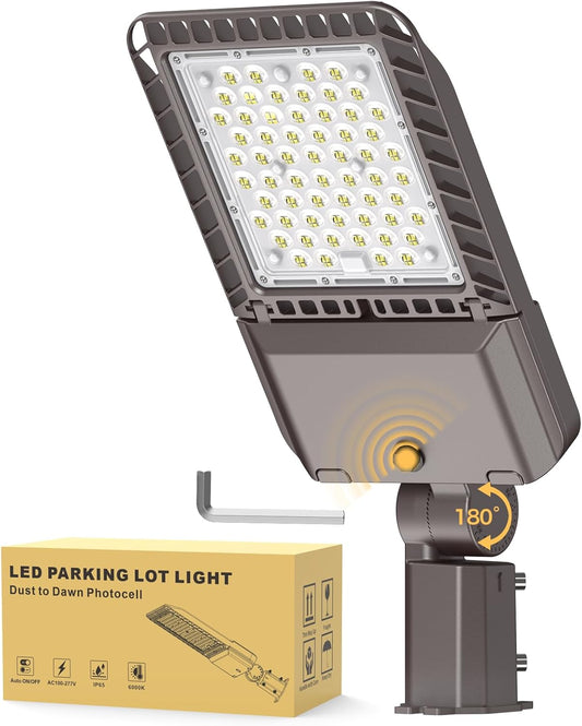 180W LED Parking lot Lights Commercial Oudoor Lighting Shoebox Light with Dusk to Dawn Photocell 32400Lm(180LM/W) 6000K IP65 Waterproof 100-277V for Driverway Parking Lot