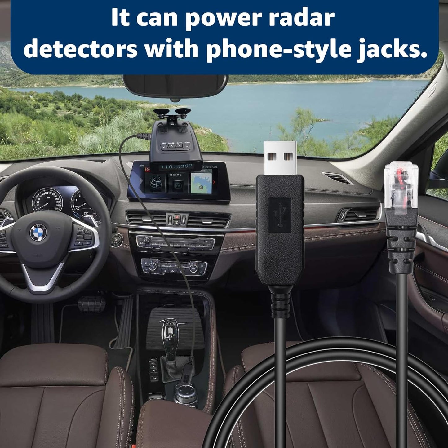 4.92FT USB to RJ11 Plug Cable,USB 5V-12V Power Cable,Radar Detector Cable Compatible with Escort Uniden Beltronics Radenso XP Cobra Whistler,Replacement Power Cord for Radar Detectors