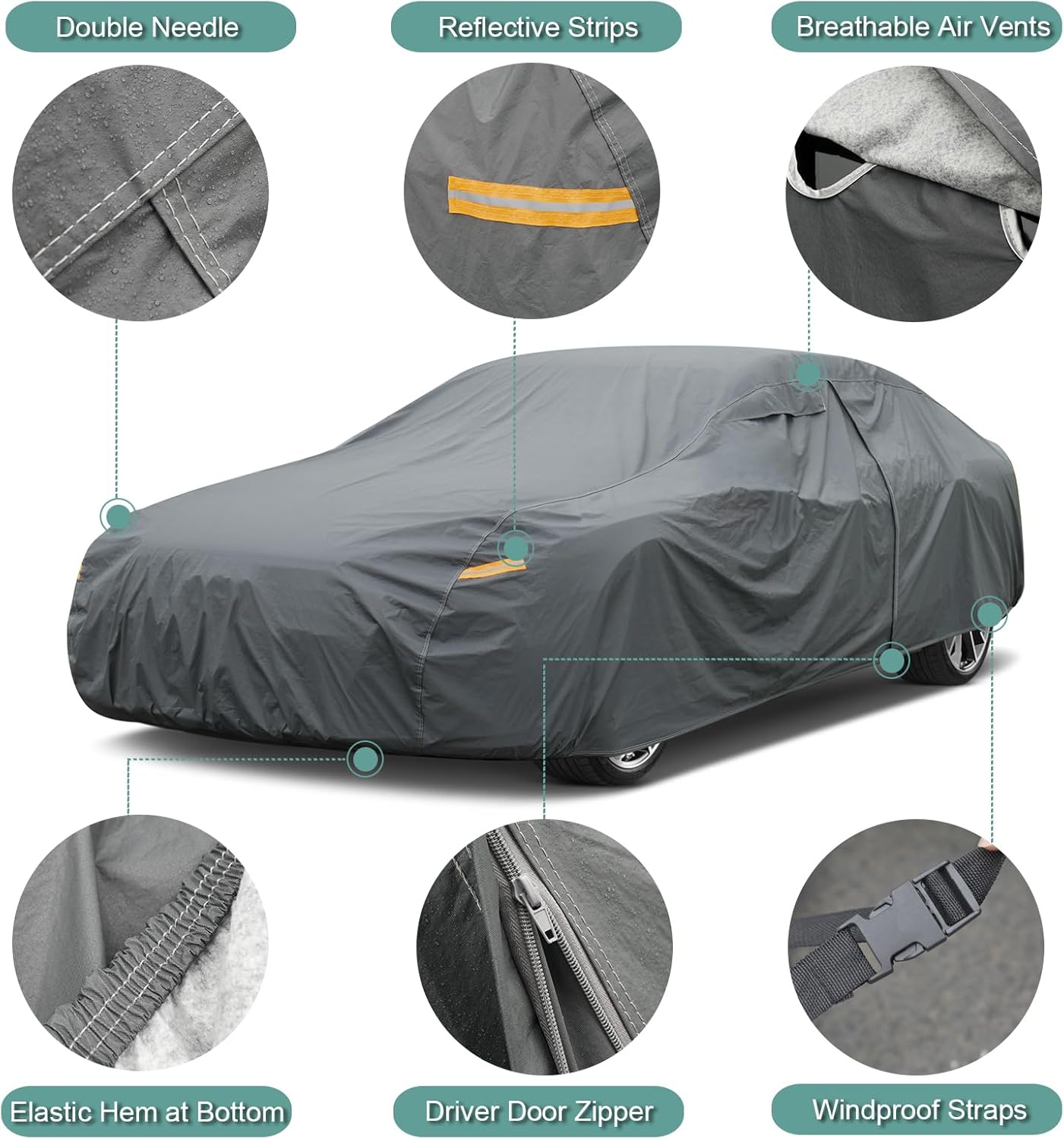 16 Layers Car Cover for Coupe Sports Sedan Waterproof All Weather, Universal Fit Audi TT, BMW Z4, Porsche 718 Boxster Cayman, Nissan Versa/240SX, Subaru BRZ, Mazda RX-8, Toyota Supra etc.