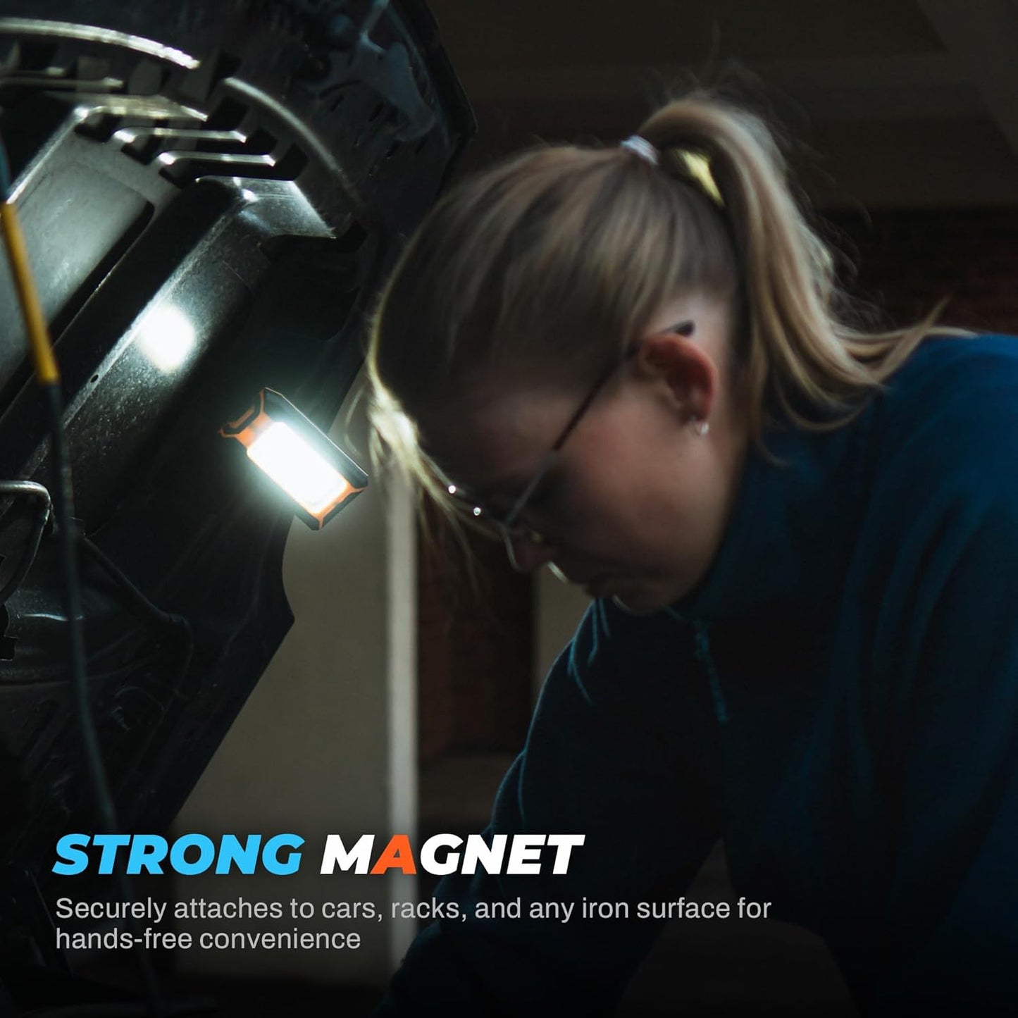 2-Pack LED Rechargeable Magnetic Work Light 40W 1500 Lumens, Hanging Hook with 3 Modes, LED Work Light for Car Repair, Camping, and Hurricane Use