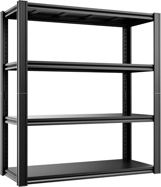 4-Tier Garage Shelving Unit - 40" W x 20" D x 60" H, 2500LBS Metal Industrial Storage Rack, Adjustable Heavy Duty Shelves for Garage (Black)