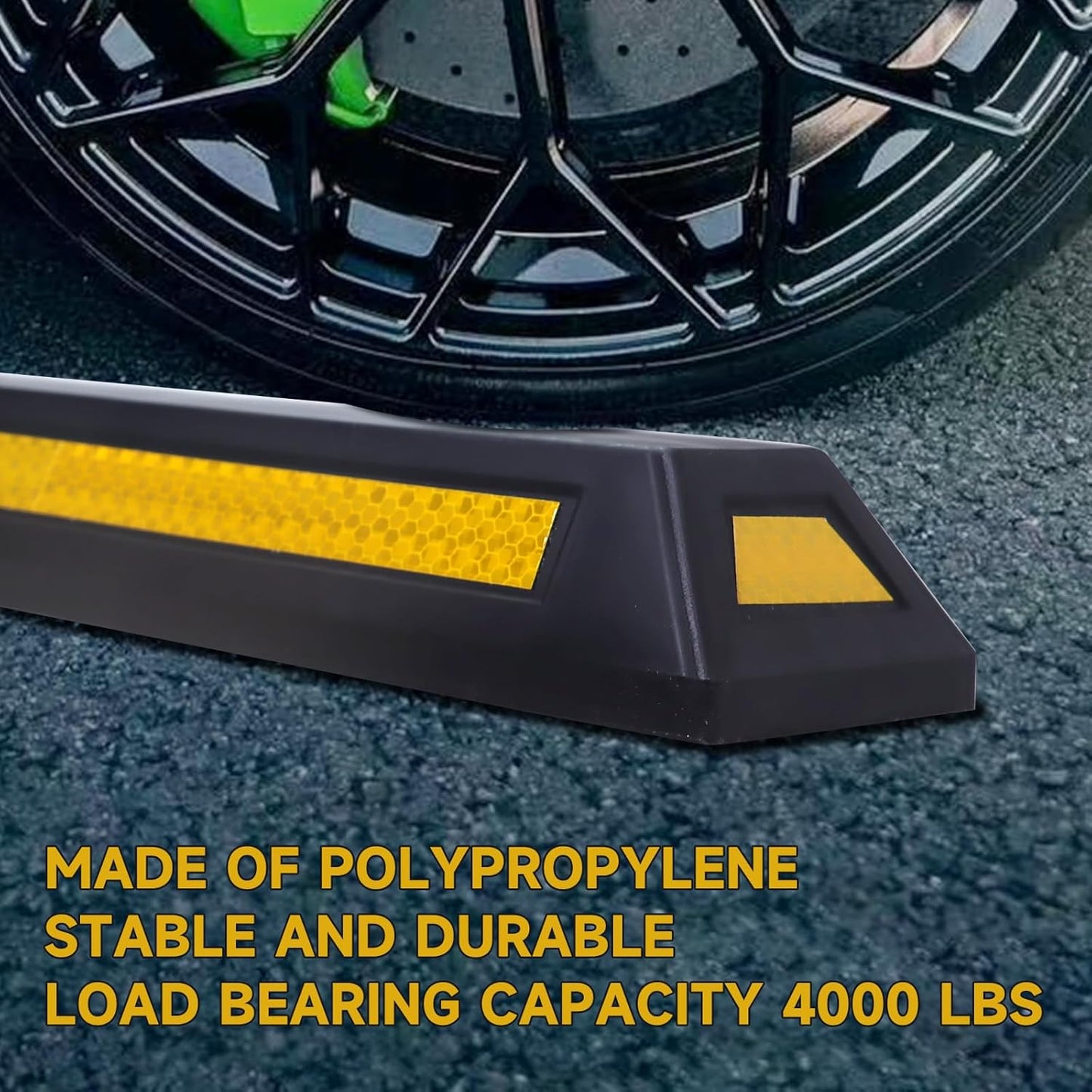 2Pack Parking Stopper for Garage Parking Aid for Cars with Reflective Stripes Garage Bumpers for Parking Car with 4PC Expansion Screws 18" L x 2" H