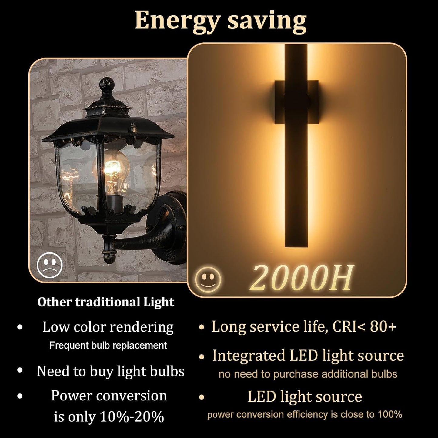 2-Packs Modern Outdoor Wall Lights 31.5" Long LED Outdoor Sconce Lights, Black Linear Exterior Wall Lighting for Porch & Patio Garage Entrance