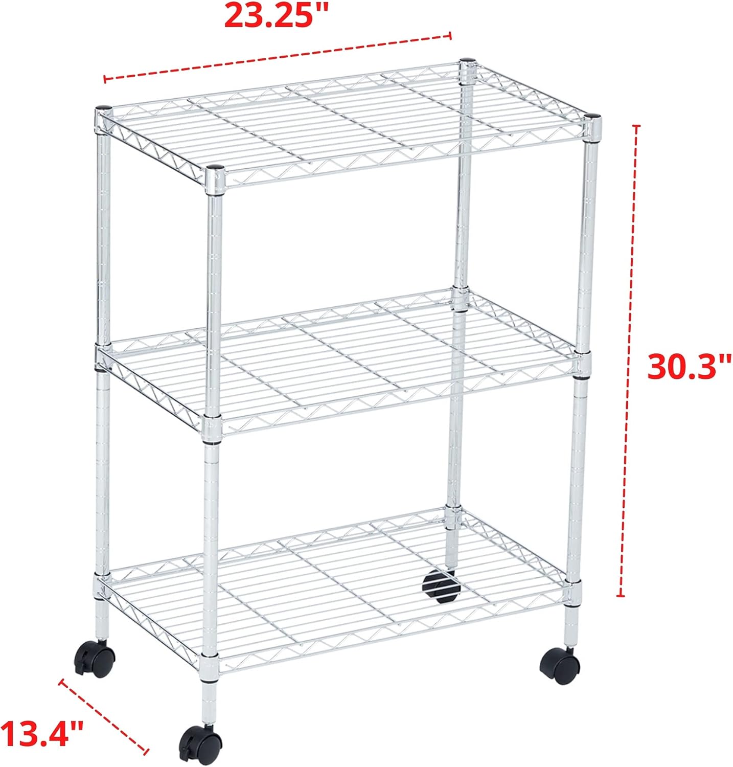 3 Tier Wire Shelving Unit Storage Rack, Metal Heavy Duty Utility Organizers, Organization Units for Metal Shelves, Pantry, Garage, Laundry Racks Durable Shelf Stand, 14"W x 24"L x 30"H, Chrome