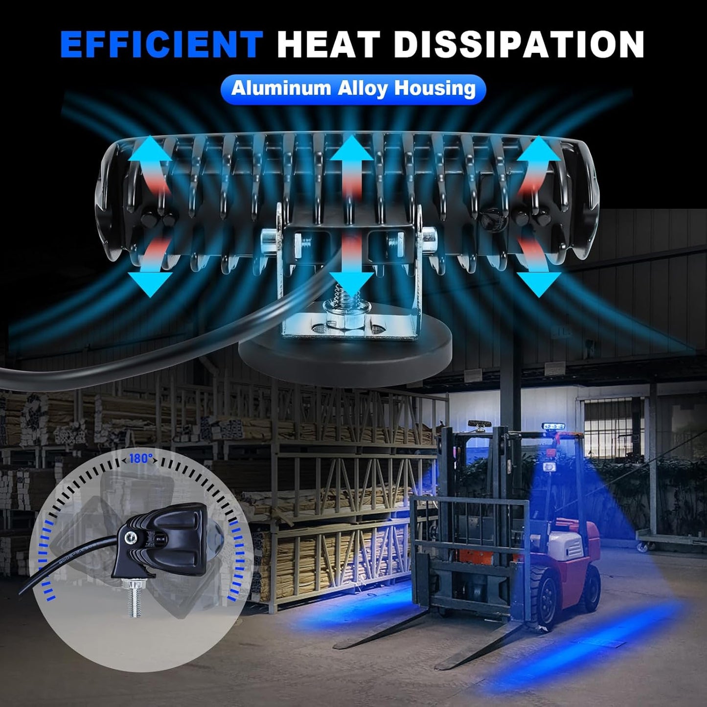 2Pcs Forklift Safety Light Blue, 30W Straight Line Forklift and AGV Safety Indicator Warehouse Hazardous Area Warning Light for Warehouse and Industrial Use (DC 10-100V)