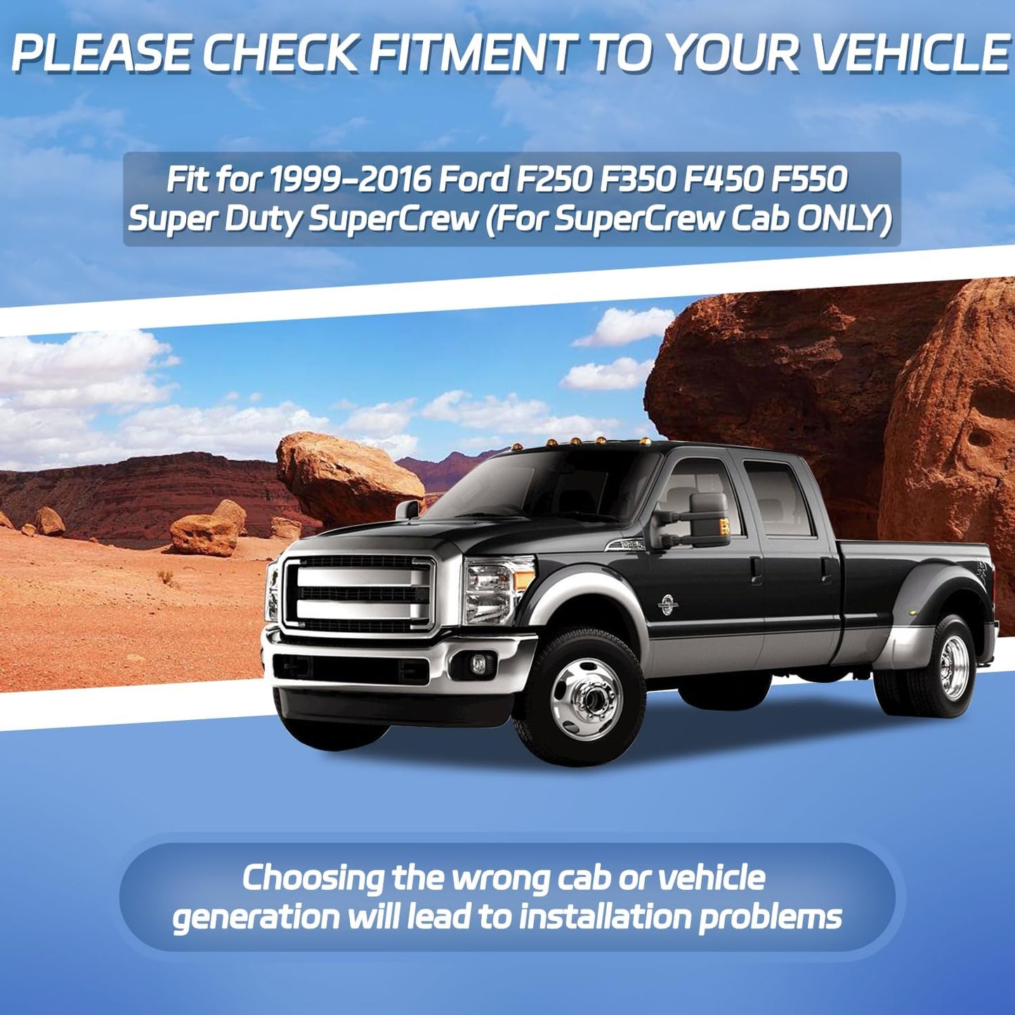 4 PCS Rain Guards Fit for 1999-2016 Ford F250 F350 F450 F550 SuperCrew Super Duty Truck (4 Full Doors), Outside Mount Side Window Visors Deflector, Smoke Tinted Vent Visors Shade