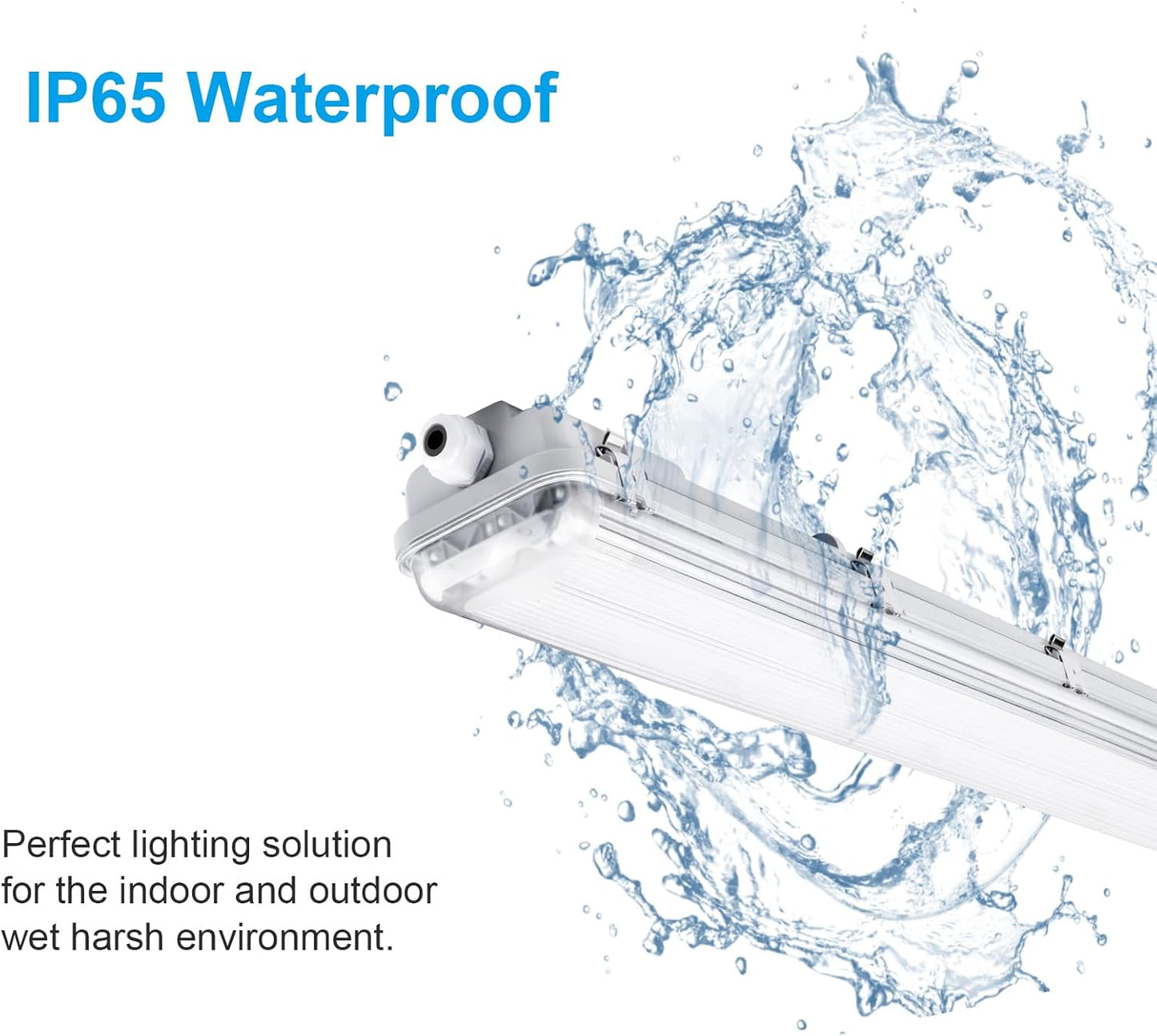 4FT Vapor Tight LED Light Fixture 4200LM 48W, 6500K Bright White IP65 Waterproof for Warehosue, Factory, Workshop, Garage, Car Wash，Indoor/Outdoor Ceiling Lights (8-Pack)
