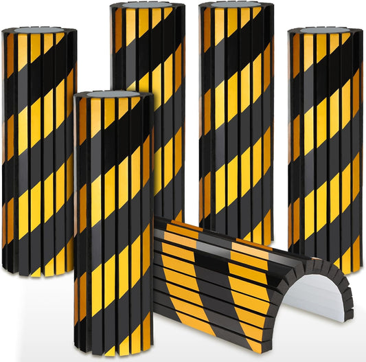 6 Pcs Garage Wall Protector Garage Pole Padding Wall Bumpers Guards Reflective Foam Stoppers for Your Vehicle Parking Corner for Parking Lot, Black Yellow