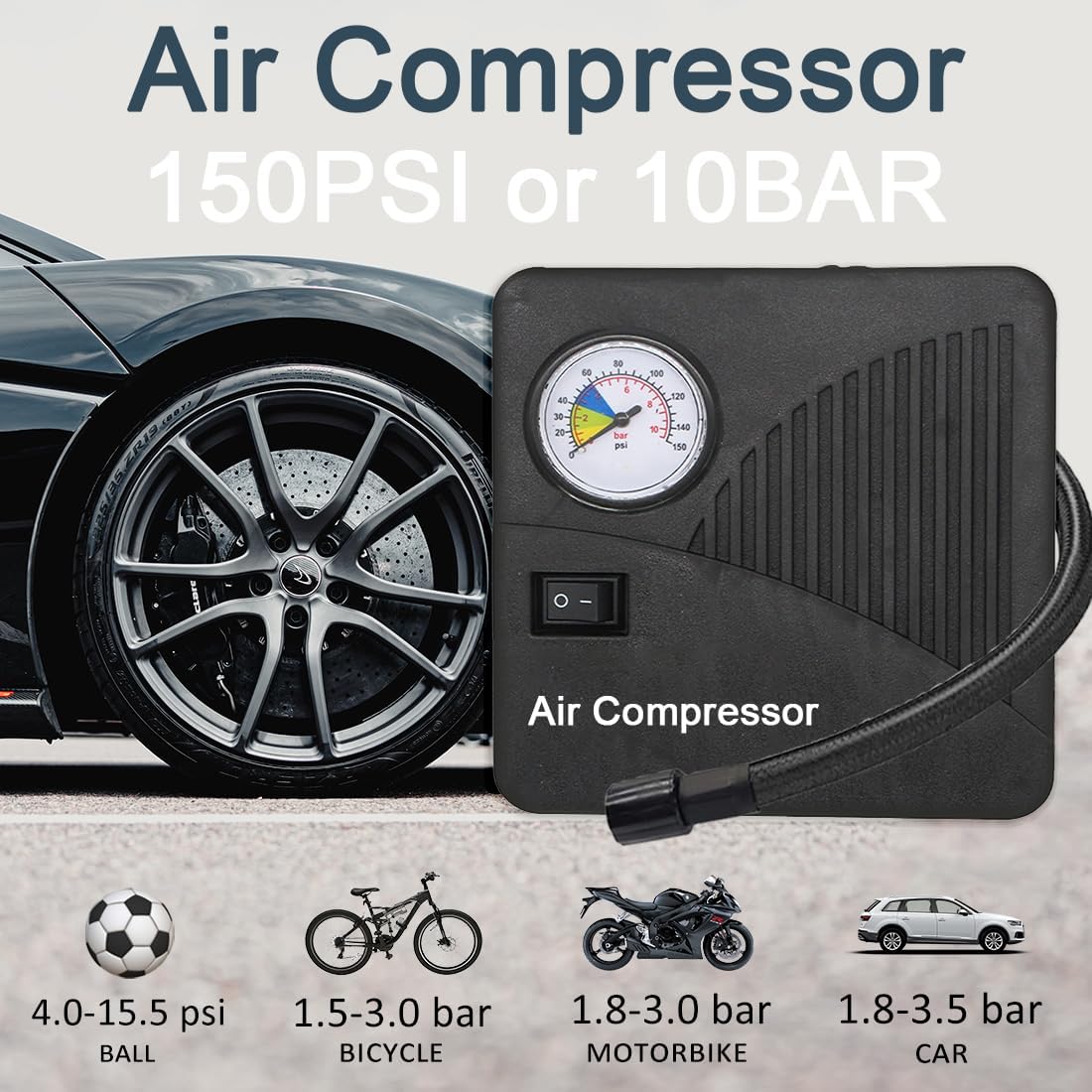 12v Auto Jump Starter Pack with Air Compressor, Peak Current 2000a, Car Lithium Battery Charger Jumper Box Tire Air Pump, Portable Power Bank for 8.0L Gas and 5.0L Diesel with Quick Charge