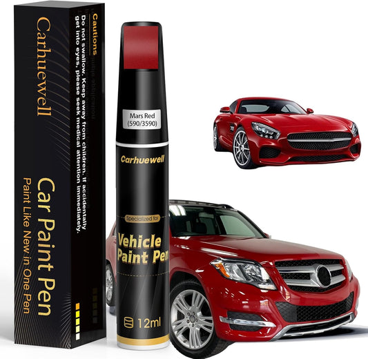 (590/3590) Mars Red Touch Up Paint Compatible with Mercedes-Benz, Exact Match Car Paint Pen Automotive Scratch Repair Remover Kit Quick & Easy Solution for Vehile Chips and Nicks