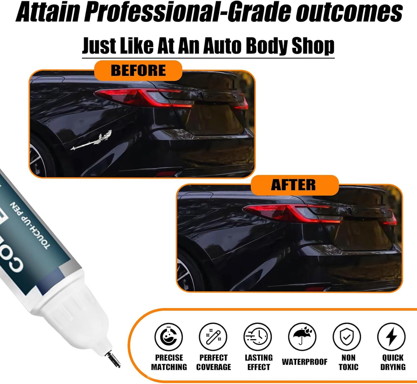 218 Attitude/Midnight Black Metallic Touch Up Paint for Toyota, Car Paint Pen Scratch Repair Two-In-One Touch Up Paint, Premium Car Scratch Remover for Deep Scratches