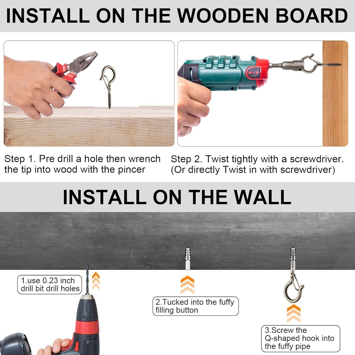 36 PCS Q-Hanger Hooks, Screw Hooks for Outdoor String Lights, Safety Buckle Design Cup Eye Hook for Hanging Christmas Lights, Plants, Mounted on Wall Ceiling, Include 1 Wing Nut Driver, Copper