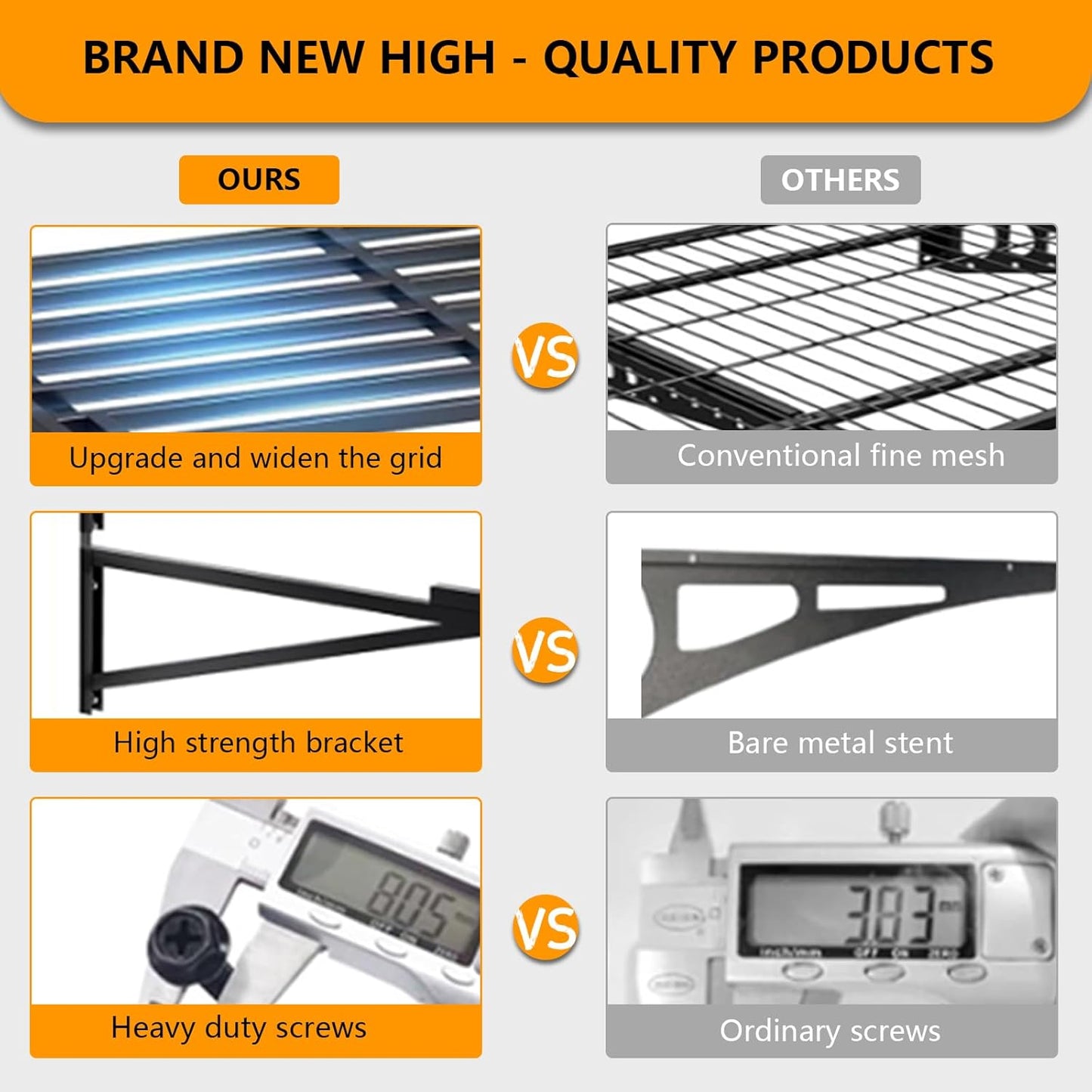 4-Pack 1.5x4ft Garage Shelving Wall Mounted, 1200lbs Load Capacity, Heavy Duty Garage Storage Shelves, Storage Rack, Black