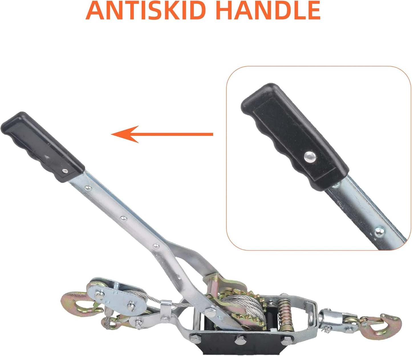 5 Ton Heavy Duty 3 Hook Steel Cable Dual Gear Power Puller Come Along Chain Winch Ratchet Tool, Automotive Hoist Hand Winch Cable Puller Stretcher Lift