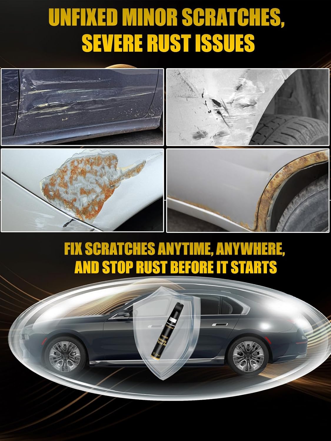 (197/9197) Obsidian Black Metallic Touch Up Paint Compatible with Mercedes-Benz, Exact Match Car Paint Pen Automotive Scratch Repair Remover Kit Quick & Easy Solution for Vehile Chips and Nicks