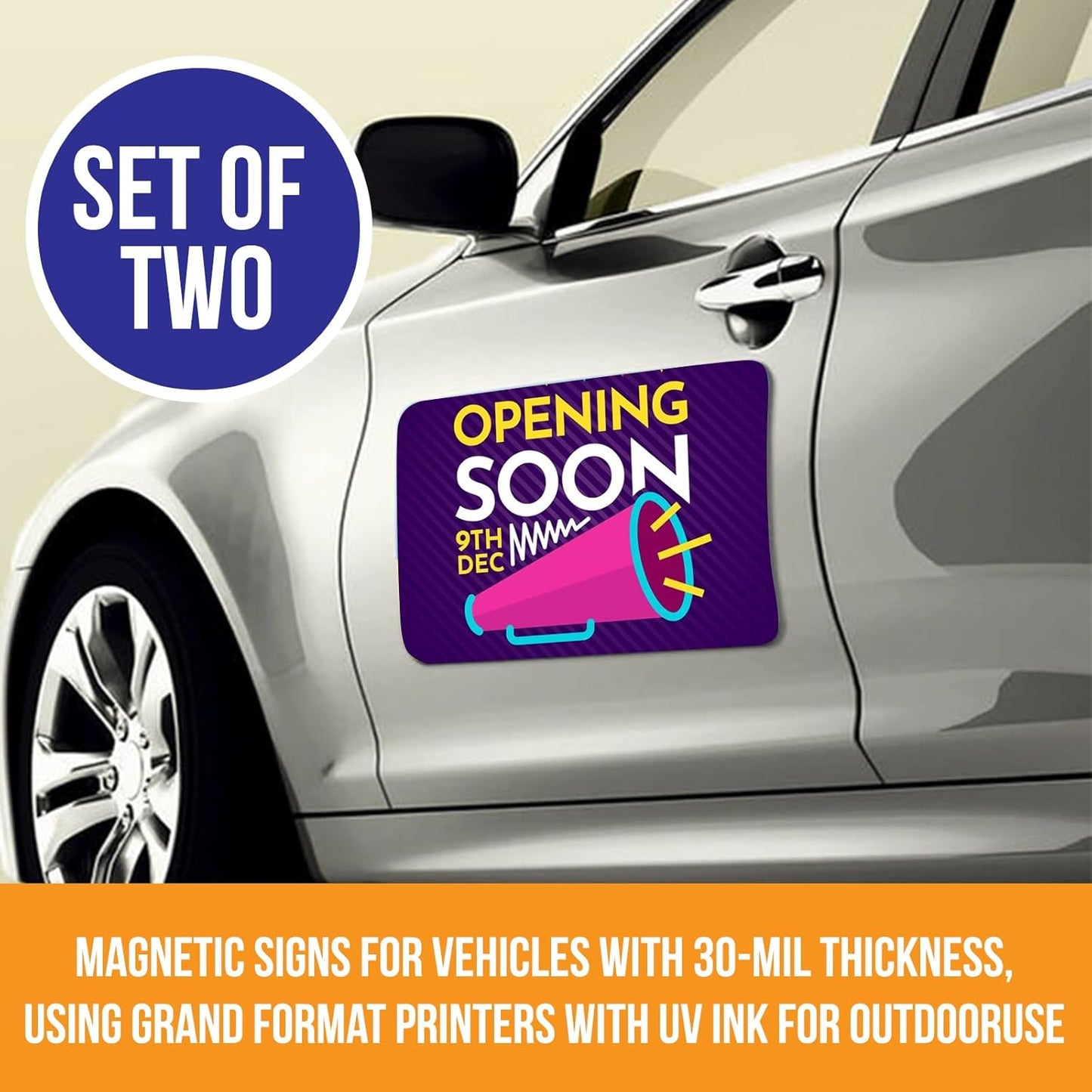 2pc 9x12 Custom Full Color Magnetic Car Signs, Ready in One Day for Business Advertising and Vehicle Promotion, Logo for Your Car Van Truck