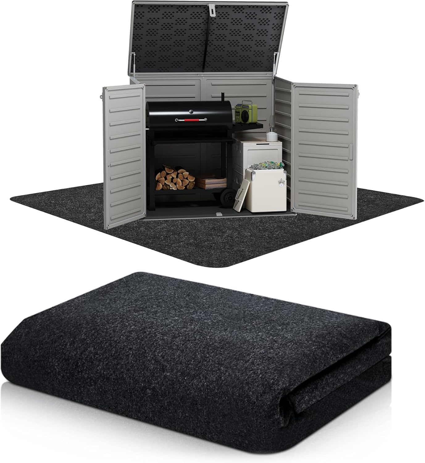 5 x 3 FT Outdoor Tool Storage Shed with Floor, Weather-Resistant Vertical Shed with Lockable Door & Sloped Roof for Garden, Patio, and Backyard Equipment (BIACK)