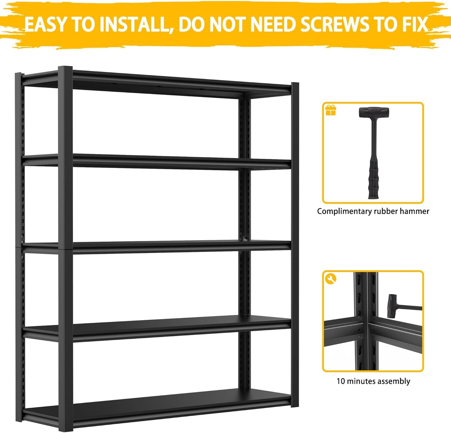 3000LBS Heavy Duty Garage Shelving Units and Storage, 5 Adjustable Levels, 48″W Metal Shelving for Garage, 72″H Standing Shelf Units, Storage Rack for Garage Organization, 3Pack