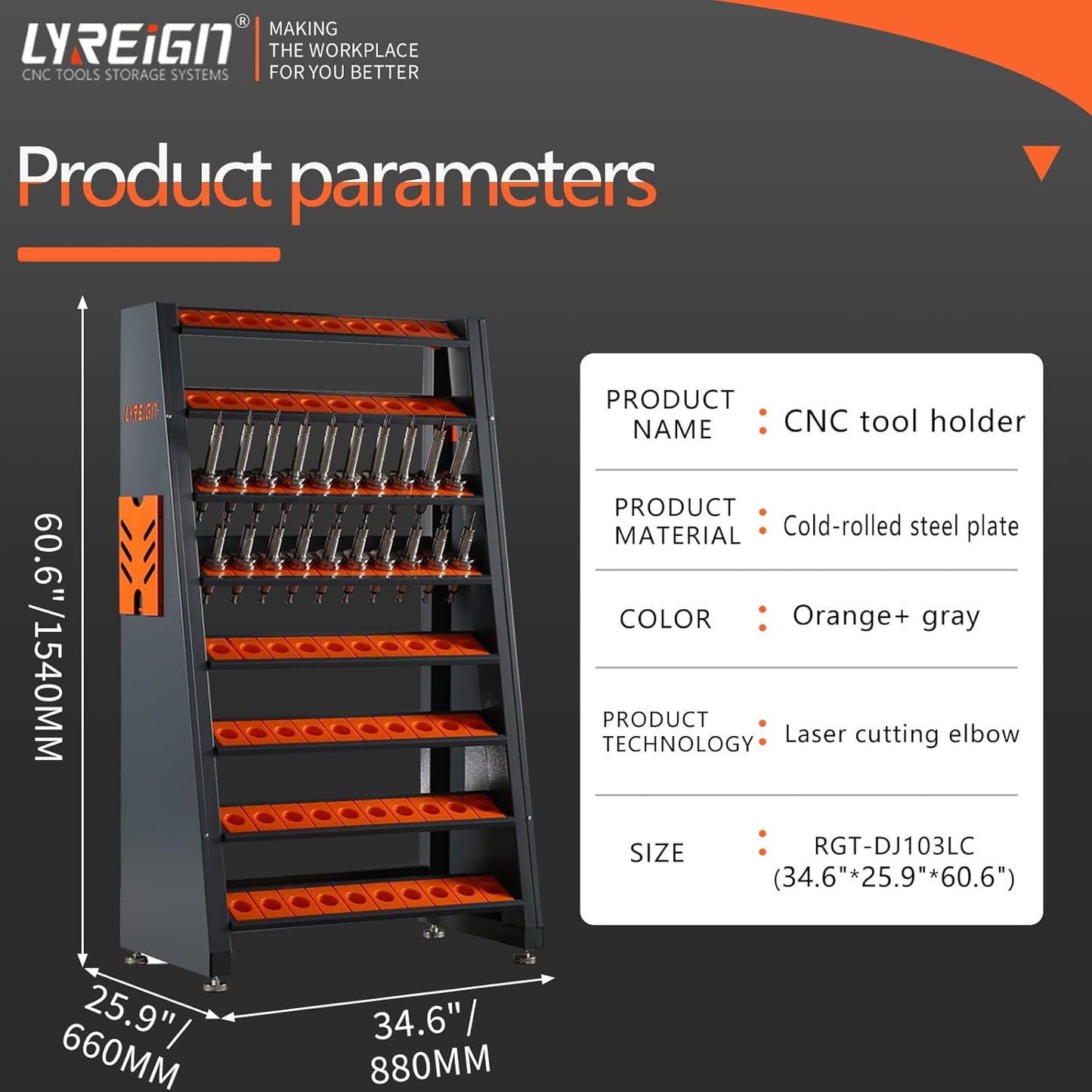 8-Row Large Capacity CNC Tool Holder Rack for Warehouses & Machining Centers, Suitable for all BT/CAT HSK Series